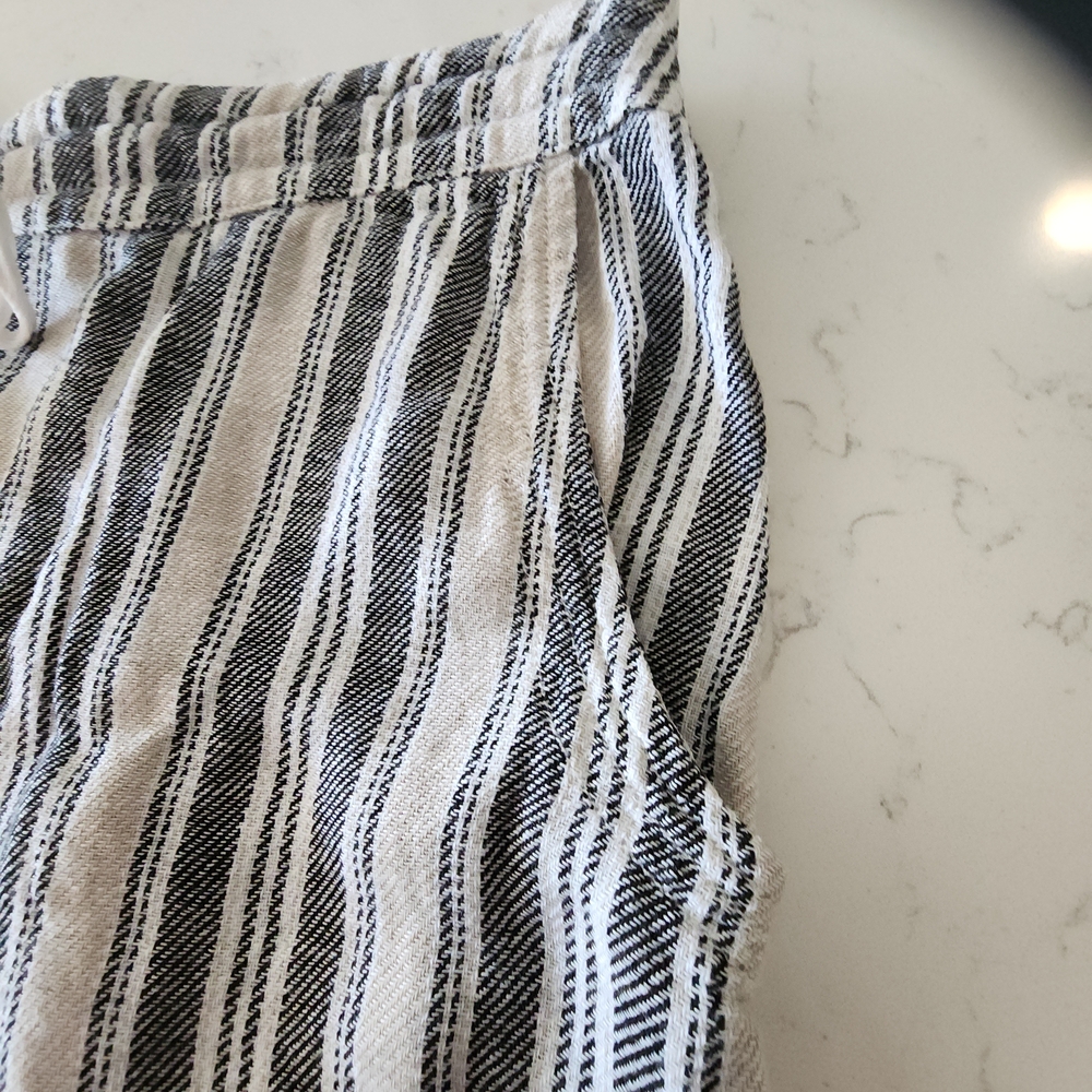 Caslon Black and Beige Striped Linen Blend Shorts Women Size L - Picture 5 of 10